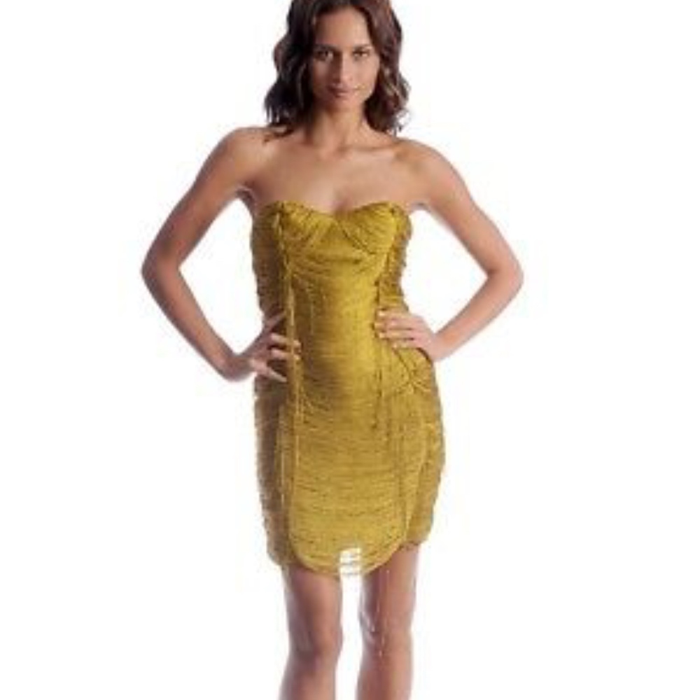 NEW Shakuhachi BLACK Silk Thread Strapless Dress